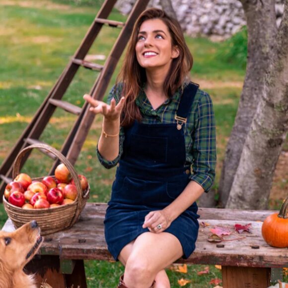 Kiel James Patrick October Night Overall Jumper Dress in Blue Corduroy Small - Picture 1 of 7